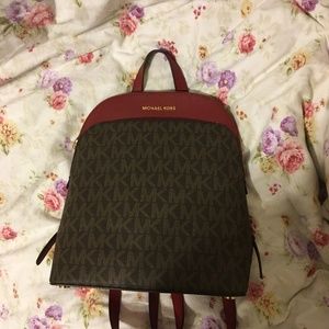 Michael Kors Emmy Backpack Brown/Cherry NWT